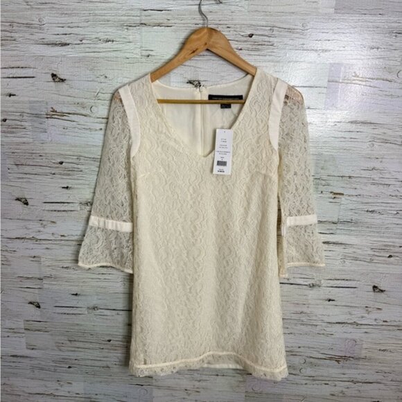French Connection T-Gigliolia Moments Dress white cream  lace NWT size 2 - Picture 1 of 8